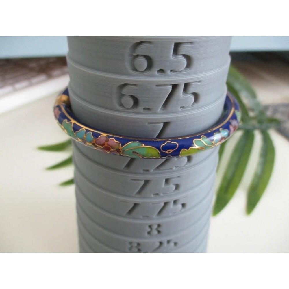 Vintage cloisonne blue floral bangle bracelet hinged